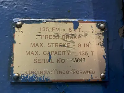 135 TON X 8' CINCINNATI HYDRAULIC PRESS BRAKE: STOCK #15770