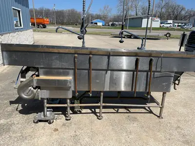 Used Falcon Restaurant Supply, Inc. Used 112" Stainless Steel 4 Compartment sink with Produce Soak - FG - SS345 Sinks Illinois US | Falcon Restaurant Supply #1374891