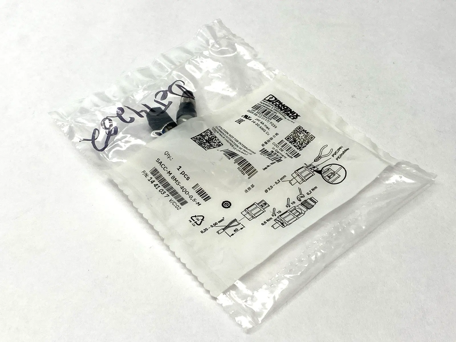 NEW PHOENIX CONTACT SACC-M8MS-4QO-0,5-M, 1441037