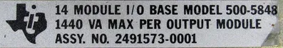 NEW TEXAS INSTRUMENTS 500-5848 I/O BASE 14 SLOT 5005848