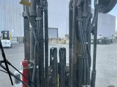 12,000 POUND HYSTER MODEL S120FTPRS ENCLOSED CAB ROLL CLAMP FORKLIFT MFG. 2017