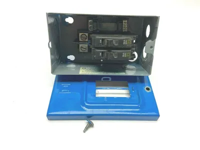 Q02L30S | Square D  Blue Enclosure Load Center w/ 2x 10A Amp Circuit Breakers - Used