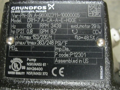 NEW Grundfos CRI1-7 A-CA-A-E-HQQE