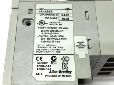 USED ALLEN-BRADLEY IEC OVERLOAD RELAY 5.4-27A