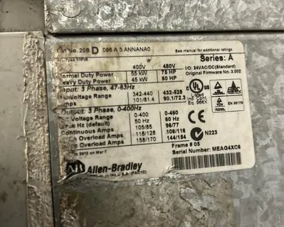 Used ALLEN-BRADLEY 20BD096A3ANNANA0 Variable Speed Drives Ohio US | Surplus Asset Holdings #1207026