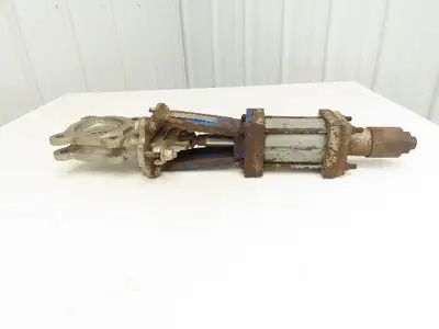 DeZurik 824 3" 304 Stainless Knife Gate Valve V-Port *Air Cylinder Actuated*