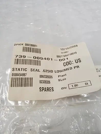 Used STATIC SEAL 009401-001 Semiconductor Parts California US | Advanced Capital Equipment Sales #435759