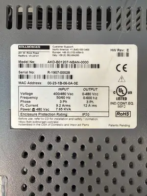 Kollmorgen AKD-B01207-NBAN-0000 *Plastic Only* (2.1.5)
