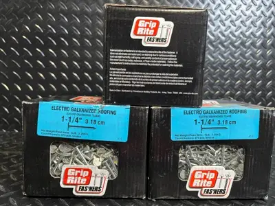 Grip Rite Roofing Nails - 1-1/4 in Electro-Galvanized, 4 Boxes (975 pcs/box)