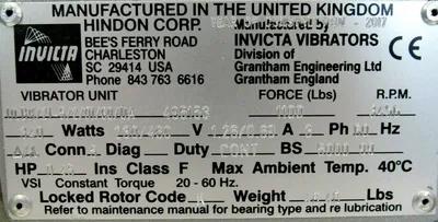 NEW INVICTA ULBK/21-5/2/01/60/UA VIBRATOR 340W 230/460V 1100 LBS FORCE 495153