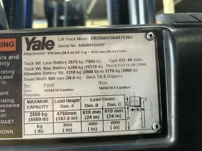 Used 2016 YALE ERC060VG 4-Wheel Sit down Electric Counterbalance Forklifts Illinois US | Somerset Equipment Sales #1542835