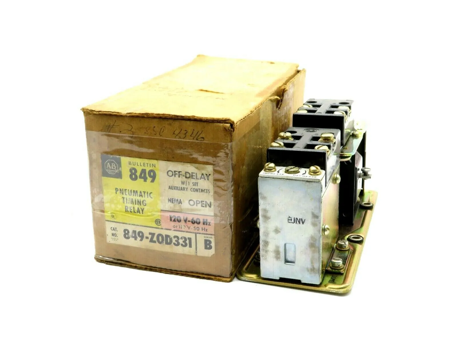 NEW ALLEN BRADLEY 849-Z0D331 PNEUMATIC TIMING RELAY SER B 849Z0D331