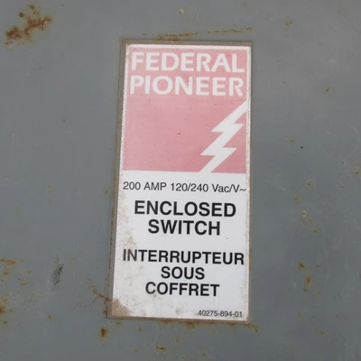 Federal Pioneer 200 Amp Single-Phase Fusible Disconnect