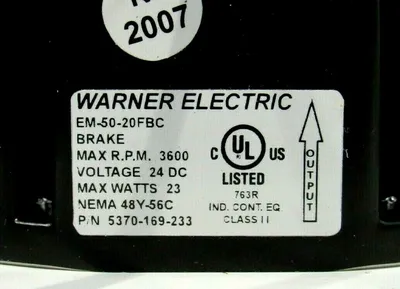 NEW WARNER ELECTRIC EM-50-20FBC