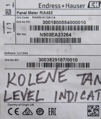 NEW ENDRESS HAUSER RIA452-A112A11A DIGITAL PROCESS METER RIA452A112A11A