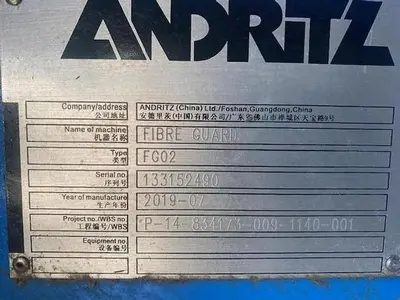 ANDRITZ MODEL FGO2 FIBREGUARD STAINLESS STEEL MANUFACTURED 2019