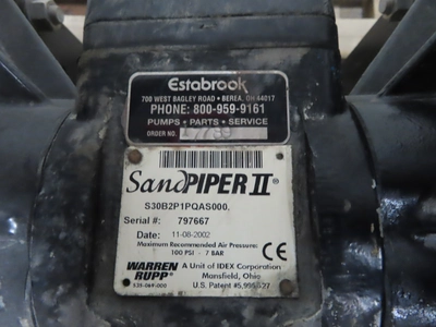 3" Sandpiper S30 Air Operated Double Diaphragm Pump, Non-Metallic Polypropylene