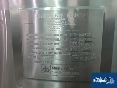 USED Cherry-Burrell 130 Gal Cherry Burrell Reactor, 316L S/S, 50/100#