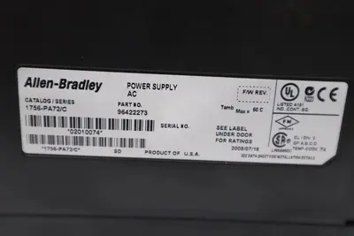 Allen-Bradley 1756-PA72/ 1756-A10 ControlLogix AC Power Supply STOCK 3993-A