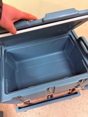 3 stackable hot boxes with wheel cart.