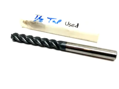 USED ACCUPRO BALL END MILL 1/2" DIA, 3" LOC, 4 FLUTE, SOLID CARBIDE 6" OAL