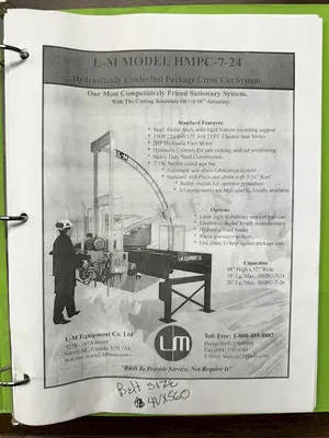15 HP L&M EQUIPMENT MODEL #HMPC-7-24 CROSS CUT BUNDLE TRAVELING ARCH WOOD BUNDLE SAW WITH CONVEYOR: STOCK #22922