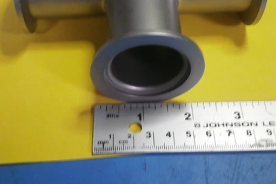 USED MKS/HPS 3 WAY STAINLESS STEEL FLANGE FITTING