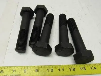 1"-8 x 5" Grade B7 Black Oxide Finish Heavy Hex Cap Screw Bolt lot of 5