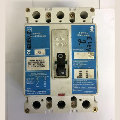 Cutler Hammer 3 Pole 70 Amp FD Breaker