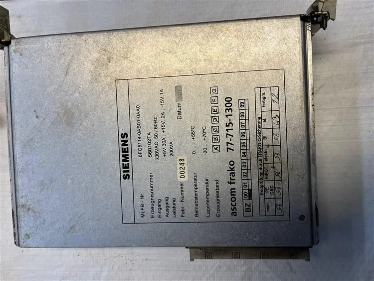 Used SIEMENS 6FC5114-0AB01-0AA0 POWER SUPPLY Misc Electrical & Power Parts BE | Apt International N.V #363675