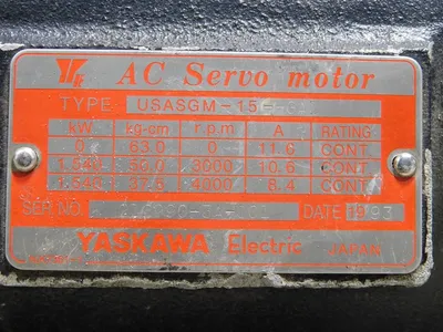 Yaskawa USAGM-15-HGA1 AC Servo Motor 1.540kW 3000/4000RPM 8.4/10.6/11.6A Used