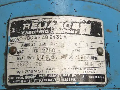 Reliance RPM D-C DC Motor 10Hp 1750/1950 RPM 120/240V L219AT w/Tachometer