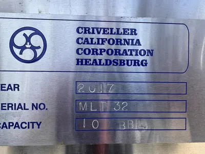 USED CRIVELLER BREWHOUSE SYSTEM (INCLUDES HLT 21, MLT 32, BK 21, WP 19)