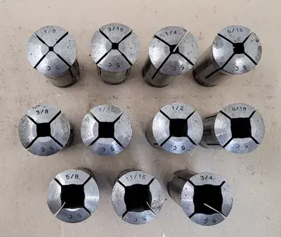 5C SQUARE COLLET SET (11 PCS), 1/8" TO 3/4" RANGE