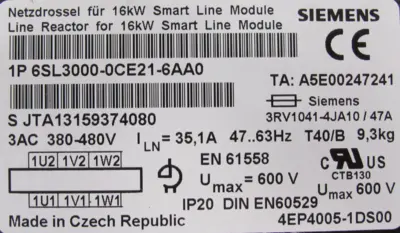 NEW SIEMENS 6SL3000-0CE21-6AA0 LINE REACTOR 6SL30000CE216AA0