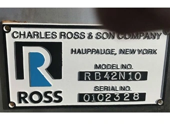 Used ROSS ROSS 10 CFT RIBBON BLENDER Ribbon Blenders New York US | Michael Benalt Inc #1274127