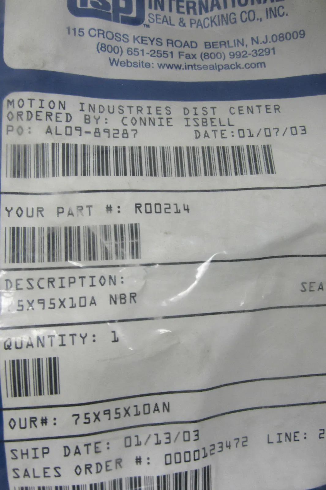 5 NEW INTERNATIONAL SEAL & PACKING R00214 SEAL 75X95X10AN