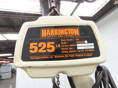 Harrington ED525DA 1/4 Ton 525lb Electric Chain Hoist 5' Lift 10-44FPM 1Ph 115V