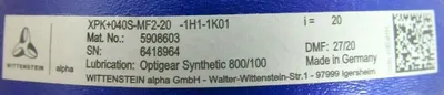 NEW WITTENSTEIN XPK+040S-MF2-20-1H1-1K01 GEARHEAD 5908603 XPK040SMF2201H11K01