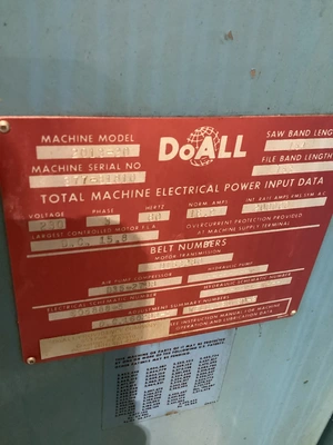 Used DOALL 2013-20 Vertical Band Saws Michigan US | iGAM Industrial Marketplace #1367966