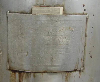 SPC4796  Reactor 50 gallon HC Hicks & Sons chemical reactor, 50 psi internal, 125 psi jacket, 3/4 hp agitator