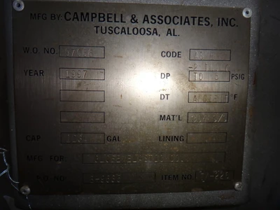 1,234 Gallon Steel  Vertical Tank