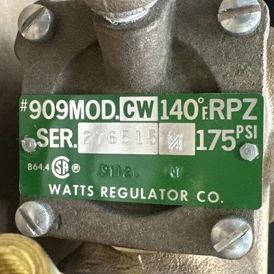 NEW WATTS Regulator 909S QT