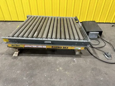 4,000 LBS X 60" X 48" ECONO LIFT HYDRAULIC SCISSOR LIFT TABLE WITH ROLLER CONVEYOR TOP, 115 VOLT: STOCK #20962