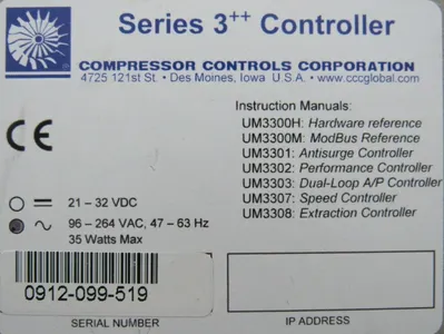 NEW COMPRESSOR CONTROLS SERIES 3++ ANTISURGE CONTROLLER 10-500000-007