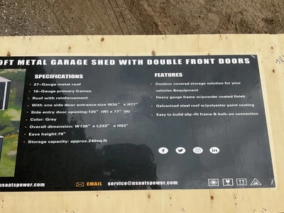 Used ATS POWER ATS-MS1119 METAL GARAGE SHED WITH DOUBLE FRONT DOORS Sheds Michigan US | Miedema Asset Management Group #1452166