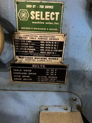 36" X 50 HP MATTISON ROTARY SURFACE GRINDER: STOCK #23504