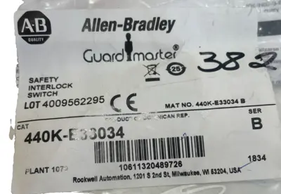 ALLEN BRADLEY 440K-E33034 SAFETY INTERLOCK SWITCH SER.B 440KE33034 NEW, SURPLUS