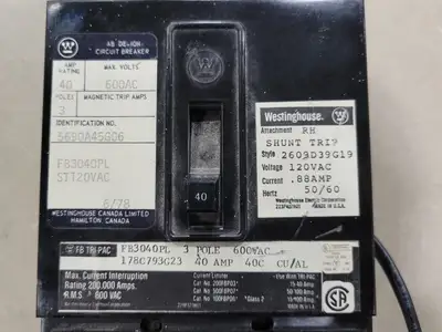 Used WESTINGHOUSE FB3040PL Switchgears British Columbia CA | Lenmark #240936