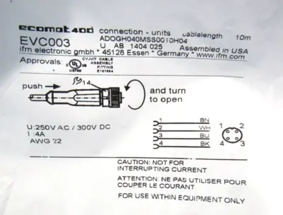 LOT OF 2 NEW IFM EFECTOR ADOGH040MSS0010H04 CABLES EVC003